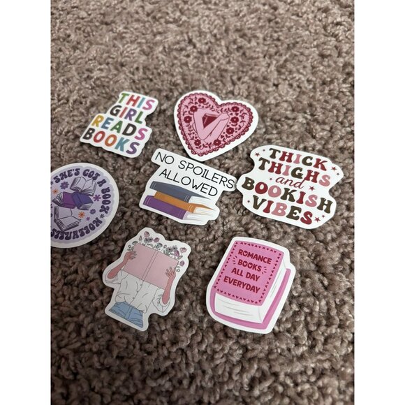 Lot of 7 bookish sticker pack romance readers thick thighs bookish vibes - Picture 3 of 4